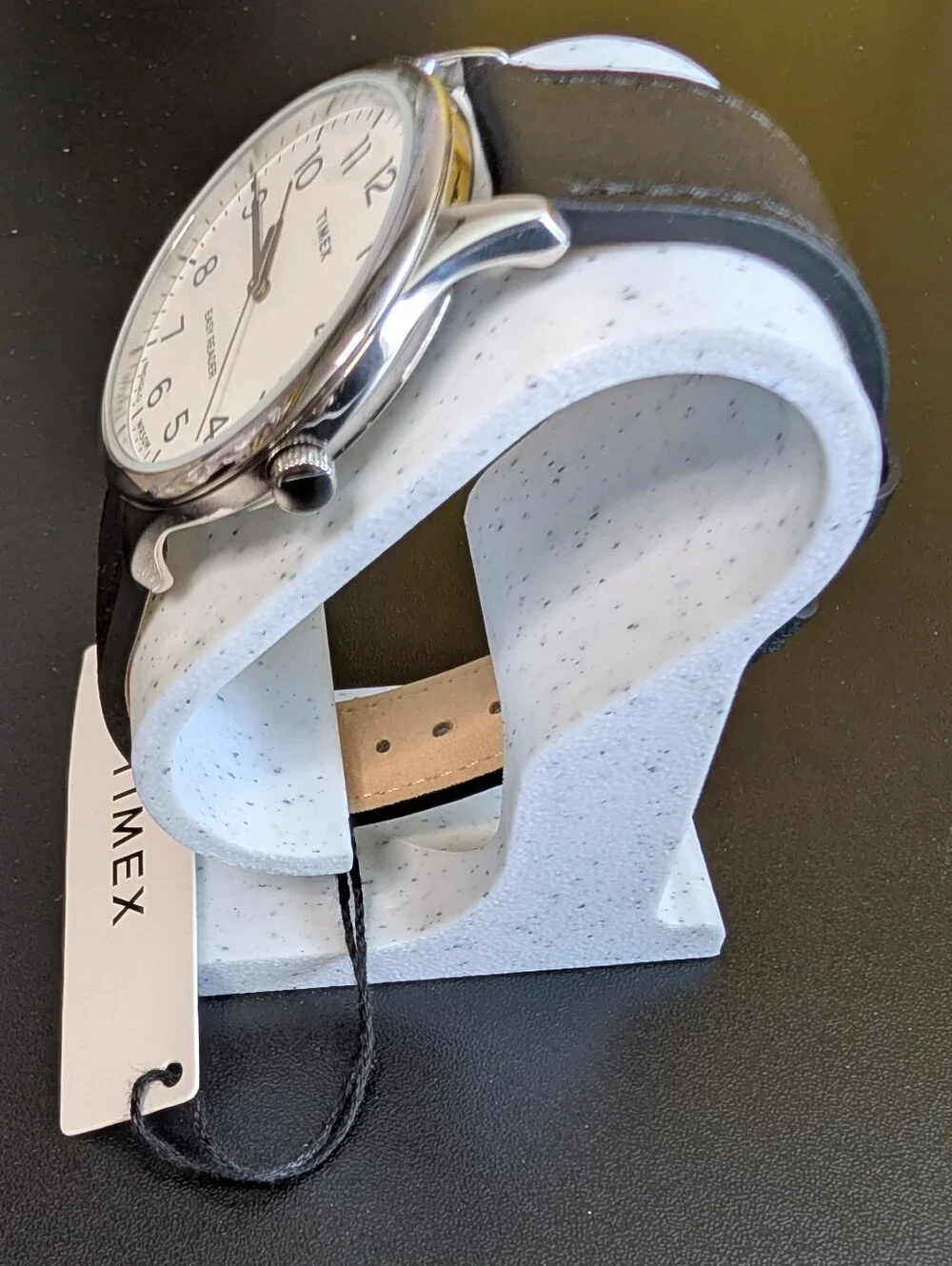 Timex Easy Reader Gen 1 Quartz 40mm Watch – White Dial & Black Leather, Indiglo